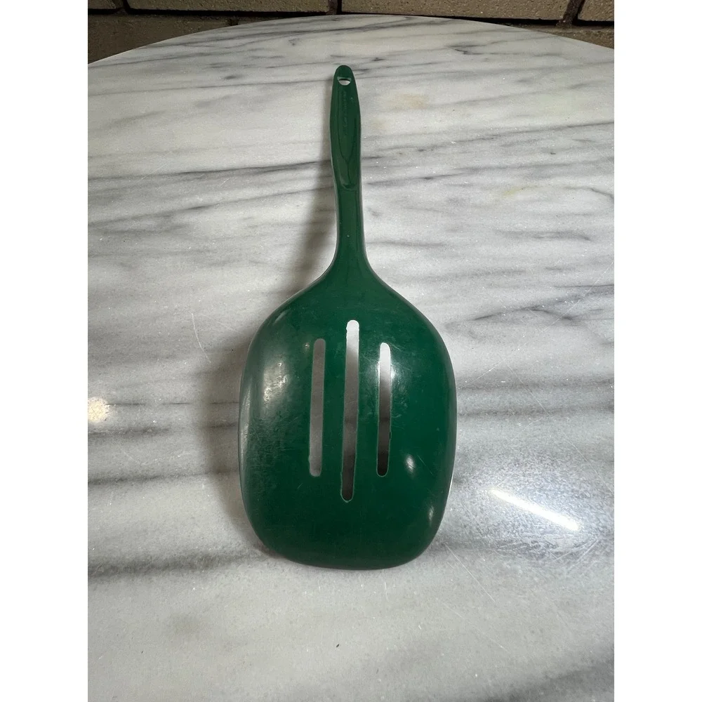 VTG 90s Hunter Green Machi Melamine Slotted Serving Spoon Kitchen Utensil